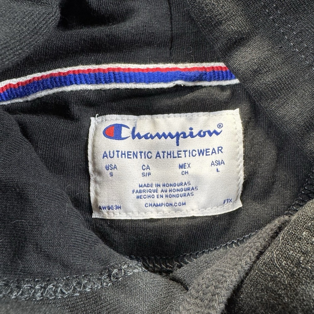 Champion Black Hoodie With Cheetah Print Logo Size Small - Picture 3 of 5